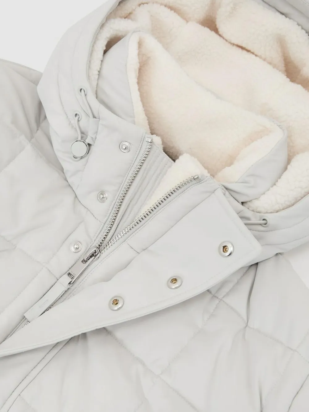 Discount Reiss Klause Fleece-Lined Hooded Puffer Jacket Stone