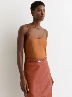 Outlet Reiss Bronya Leather Crocodile-Effect Belt Tan