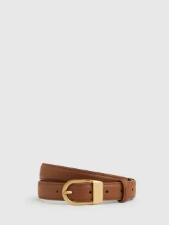 Reiss Hazel Leather Curved-Buckle Belt^Women Belts