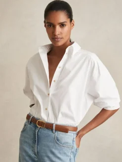 Reiss Hazel Leather Curved-Buckle Belt^Women Belts