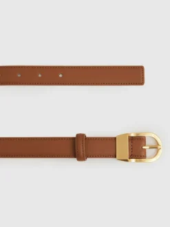 Reiss Hazel Leather Curved-Buckle Belt^Women Belts