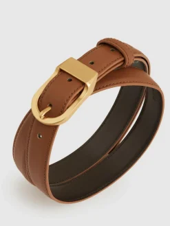 Reiss Hazel Leather Curved-Buckle Belt^Women Belts