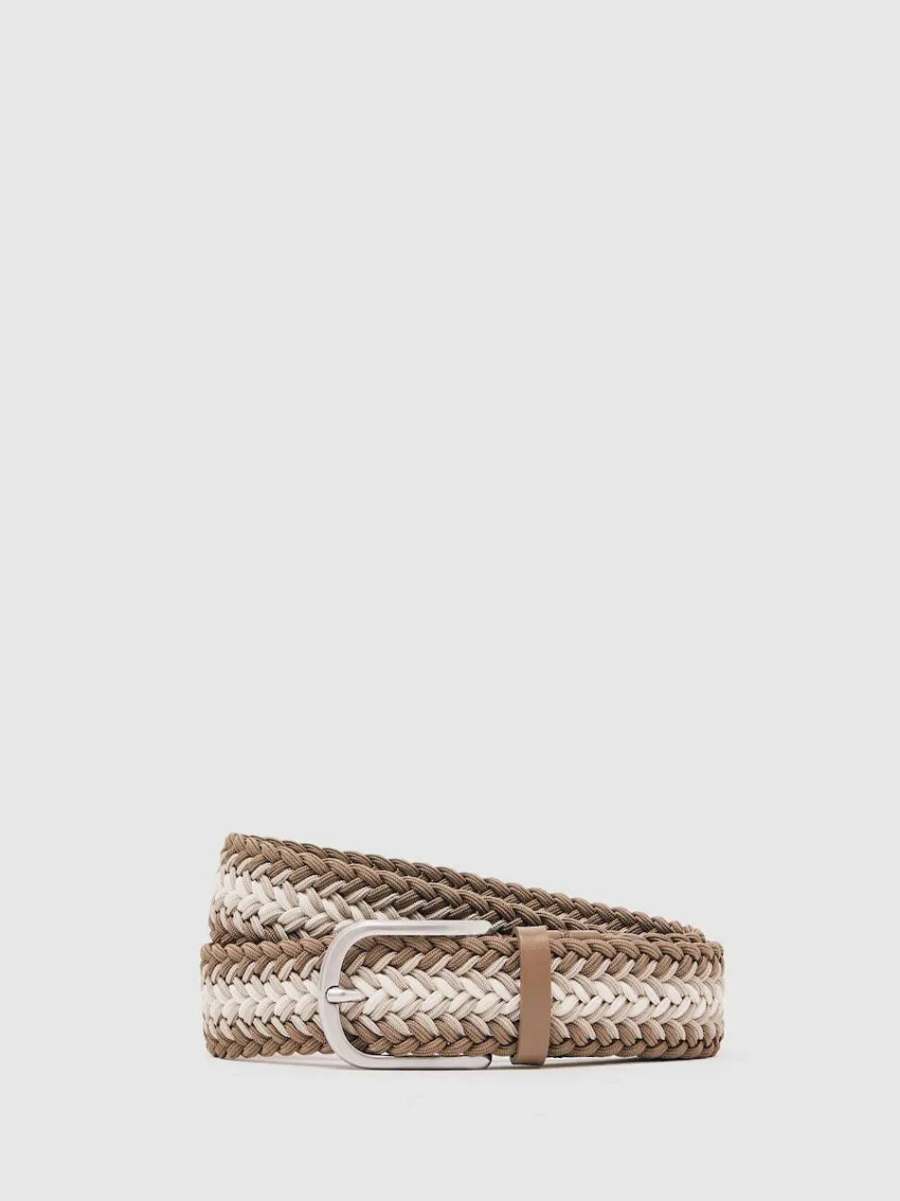 Reiss Taupe Brown/Off White Ellis Woven Stripe Belt^ Belts & Braces