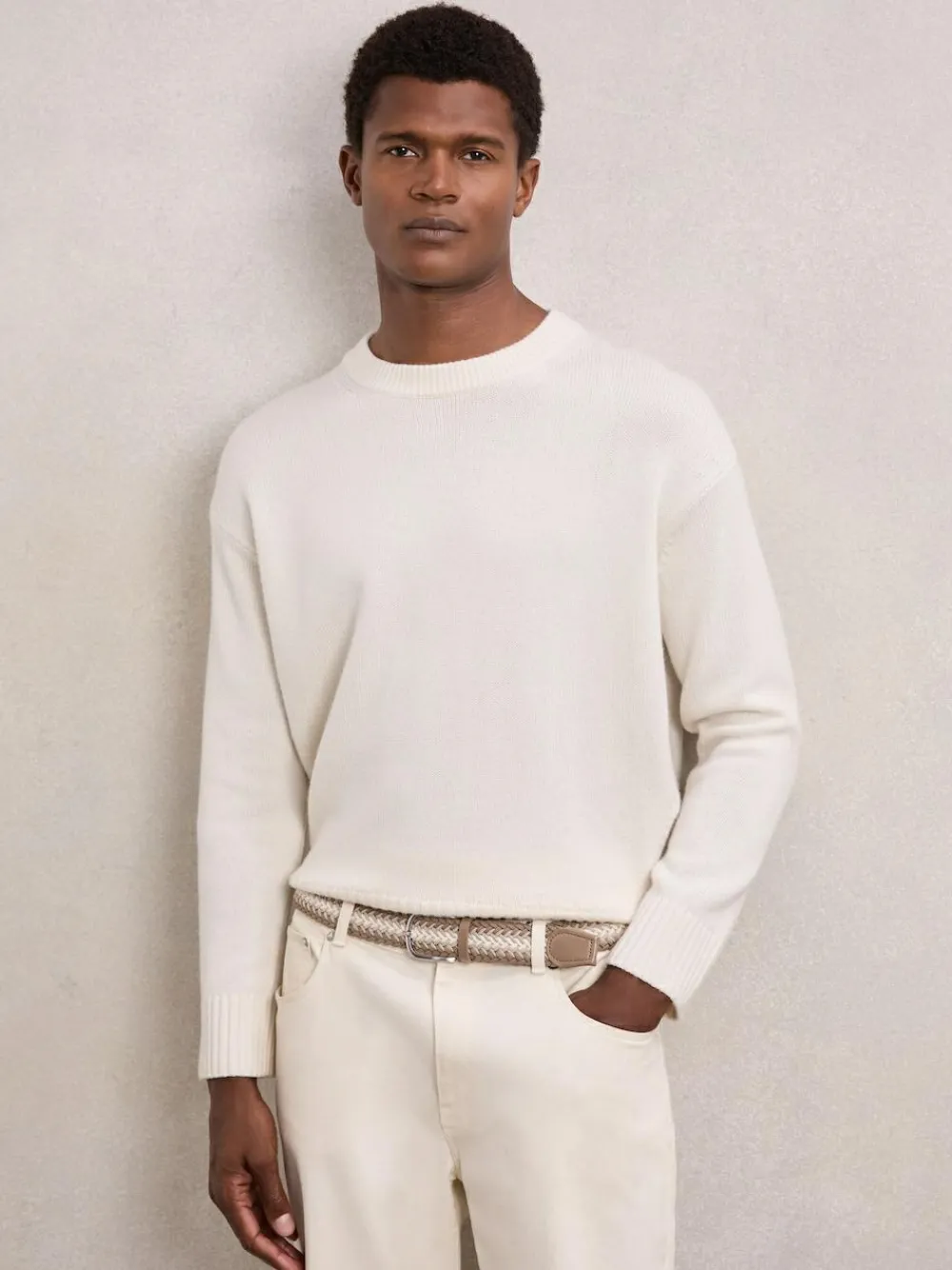 Reiss Taupe Brown/Off White Ellis Woven Stripe Belt^ Belts & Braces