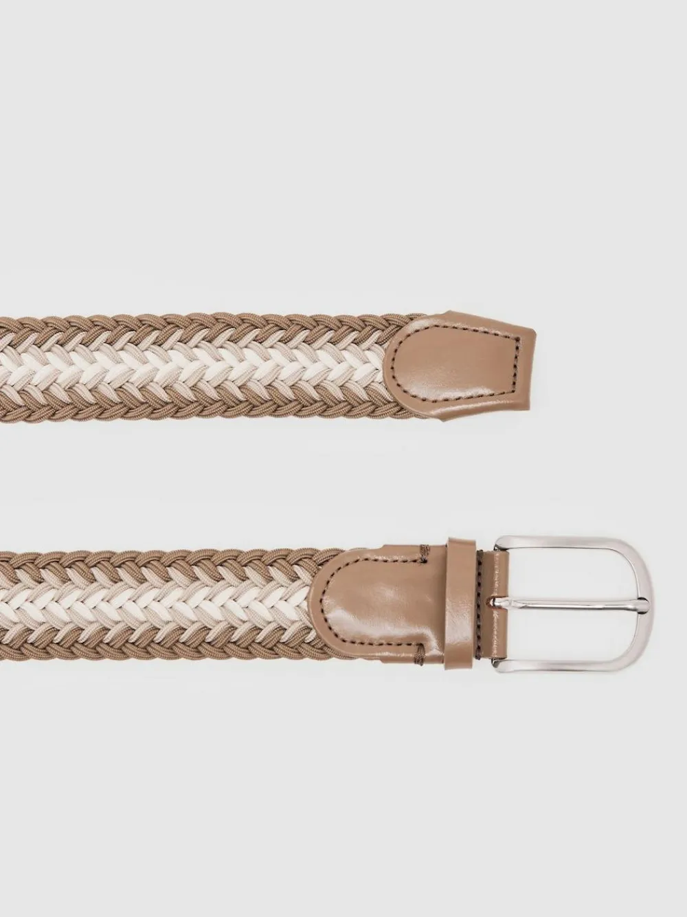 Reiss Taupe Brown/Off White Ellis Woven Stripe Belt^ Belts & Braces