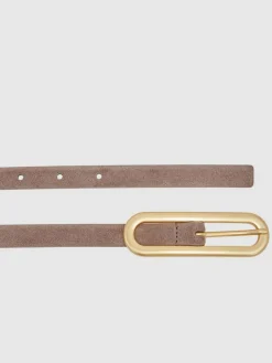 Reiss Chaya Suede Elongated-Buckle Skinny Belt^Women Belts