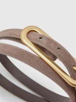 Reiss Chaya Suede Elongated-Buckle Skinny Belt^Women Belts