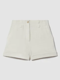 Reiss White Demi Linen Garment Dyed Shorts