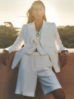 Hot Reiss White Devon Linen-Blend Bermuda Shorts