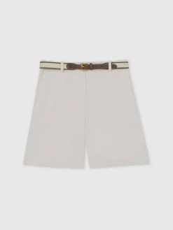 Hot Reiss White Devon Linen-Blend Bermuda Shorts