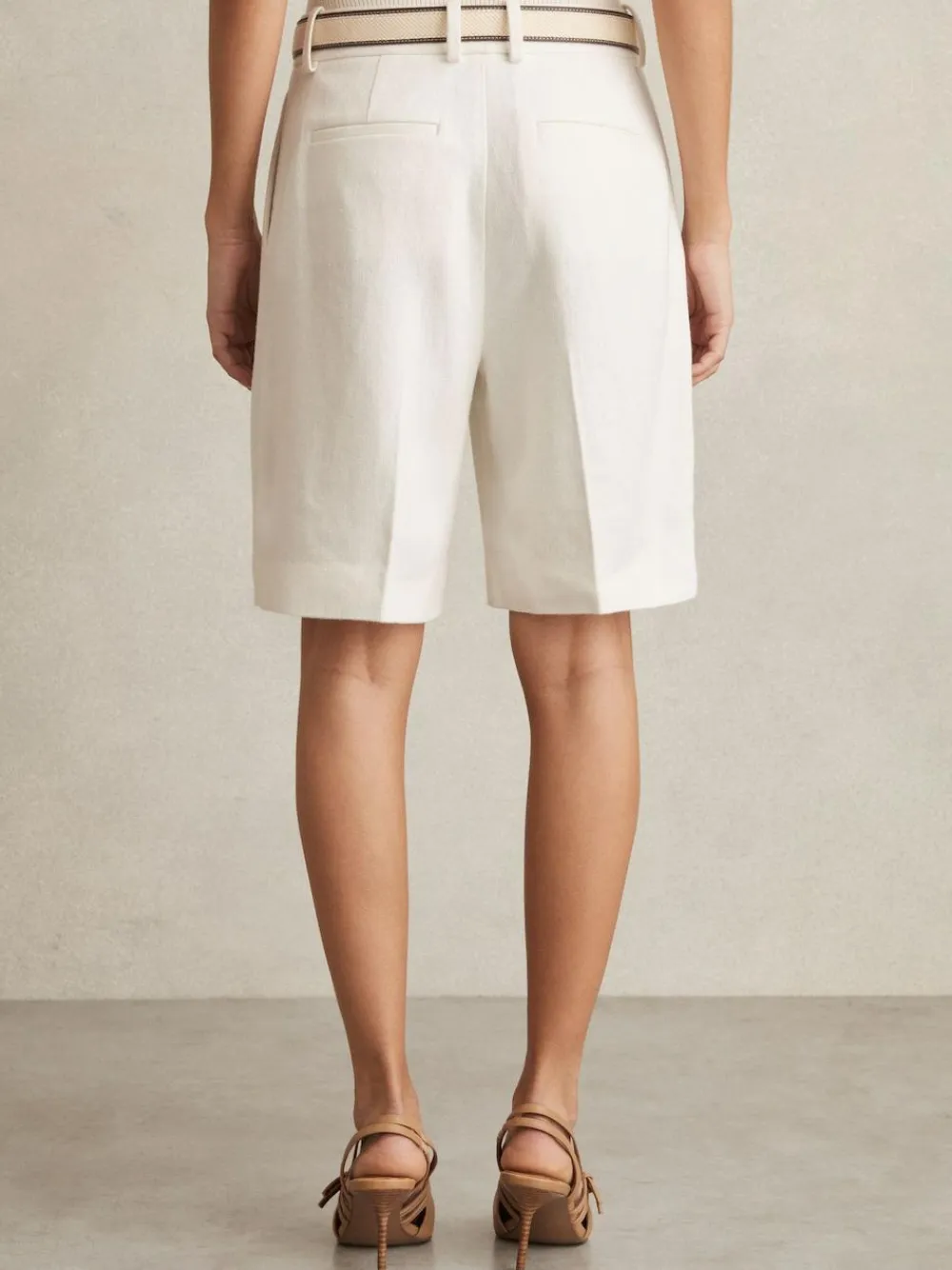Hot Reiss White Devon Linen-Blend Bermuda Shorts