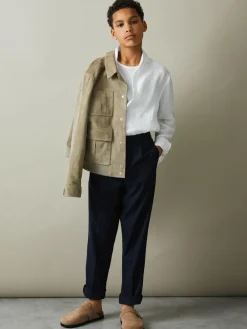 Best Reiss Ruban 3-9 yrs Linen Cutaway Collar Shirt White
