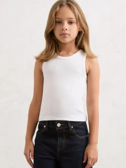 Reiss White/Pink/Navy Violet 3 Pack 9-13 yrs Stretch-Cotton Ribbed Vests