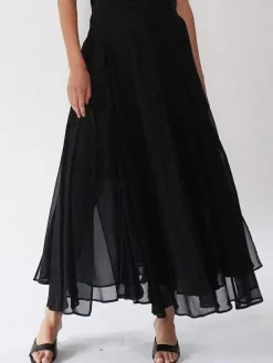 Religion Black Eligion Floaty Sheer Multi Layered Olsen Maxi Skirt^Women Skirts