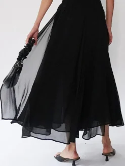 Religion Black Eligion Floaty Sheer Multi Layered Olsen Maxi Skirt^Women Skirts