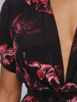 Clearance Religion Black Fade Maxi 2 Way Wrap Dress In Dark Floral