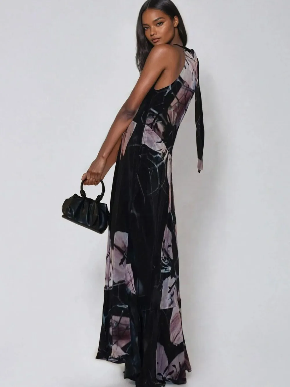 Discount Religion Black Florence Halterneck Maxi Dress With Sash Detail In Dark Floral
