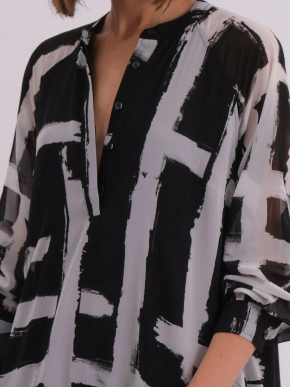 Religion Black Sunset Maxi Shirt Dress With A Tiered Boho Style Skirt In Abstract Prints^Women Maxi Dresses