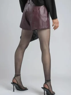 Online Religion Red Dark Orbit Faux Leather Shorts With Pocket Details