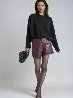 Online Religion Red Dark Orbit Faux Leather Shorts With Pocket Details