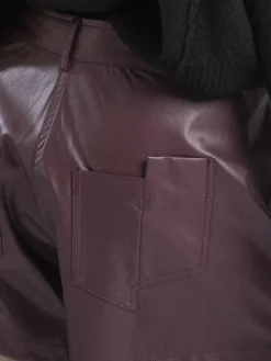 Online Religion Red Dark Orbit Faux Leather Shorts With Pocket Details