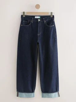 New Next Boyfriend Turn Up Jeans Rinse Blue