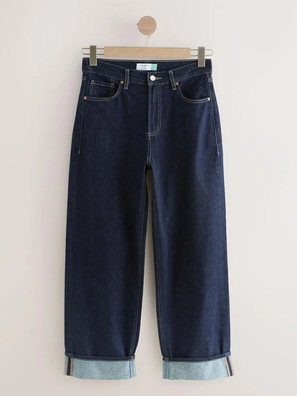 New Next Boyfriend Turn Up Jeans Rinse Blue