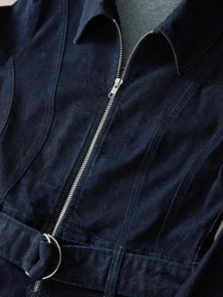 Discount Next Rinse Blue Denim Belted Wide Leg Jumpsuit