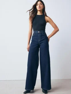 Next High Rise FlexiFit Stretch Pull On Wide Leg Jeans^Women Jeans|Jeans