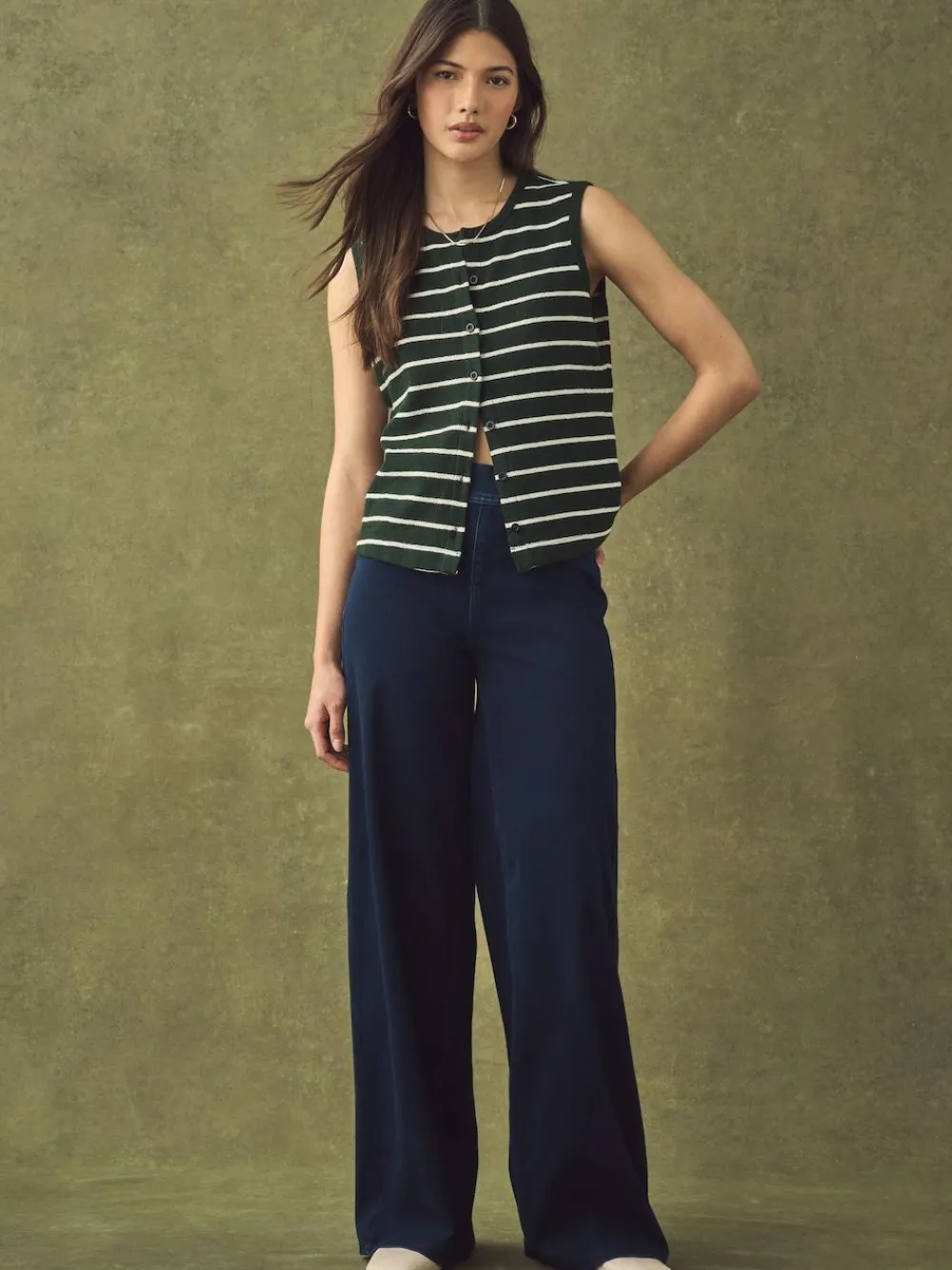 Next Jersey Denim Wide Leg Trousers^Women Jeans|Jeans