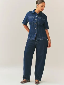 Next Rinse Denim Fuller Bust Short Sleeve Fitted Top^Women Blouses & Shirts