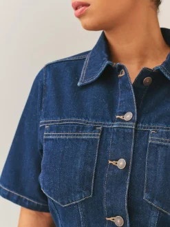 Next Rinse Denim Fuller Bust Short Sleeve Fitted Top^Women Blouses & Shirts
