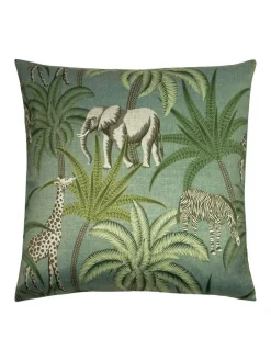 Online Riva Paoletti Green Jungle Parade Printed Polyester Filled Cushion