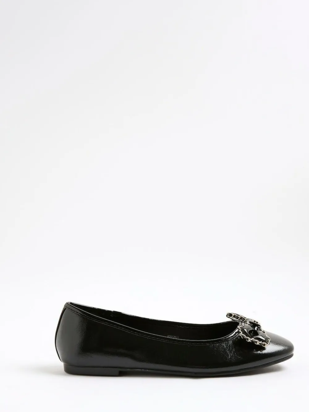Clearance River Island Black Chain Bow Ballet Pumps