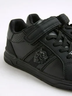 Discount River Island Black Faux Leather Lion Head Trainers