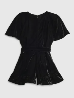 Discount River Island Black Girls Velvet Bow Playsuit