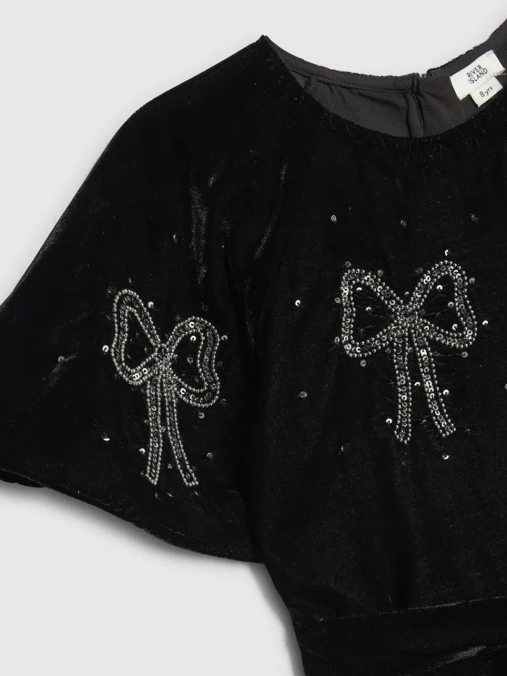 Discount River Island Black Girls Velvet Bow Playsuit