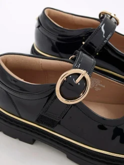 River Island Black Oval Buckle Mary Jane Shoes^ Shoes