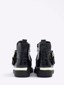 River Island Black Patent Heart Bow Chelsea Boots^ Baby Boots|Boots