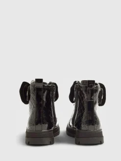 River Island Black Patent Monogram Boots^ Baby Boots|Boots