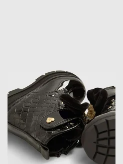 River Island Black Patent Monogram Boots^ Baby Boots|Boots