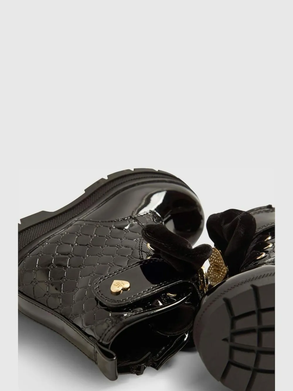 River Island Black Patent Monogram Boots^ Baby Boots|Boots