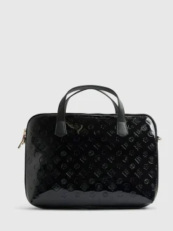 River Island Black Patent Monogram Laptop Case Bag^Women Bags