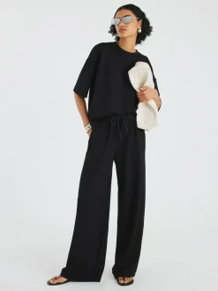 Online River Island Premium Wide Leg Joggers Black