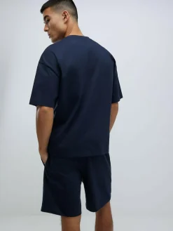 Online River Island Boxy T-Shirt and Shorts Set Blue