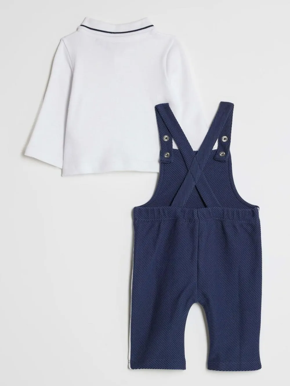 River Island Blue Long Sleeve Polo & Dungaree Set^BOY Dungarees
