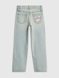 Discount River Island Blue Loveheart Graffiti Straight Leg Jeans