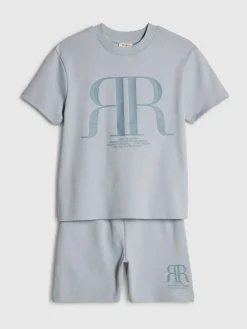 River Island Blue RR T-Shirt & Short Sets^ Shorts