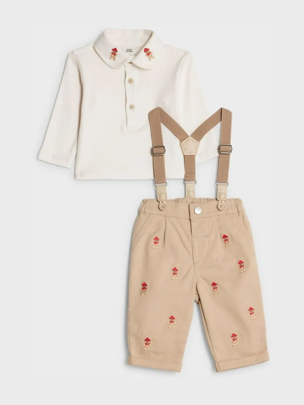River Island Brown Baby Boys Gingerbread Dungaree Set^BOY Dungarees