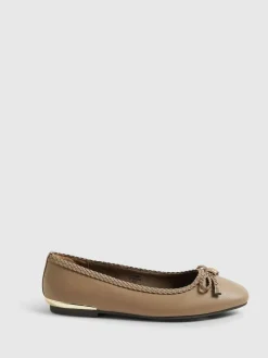 Online River Island Brown Bow Ballet Flats